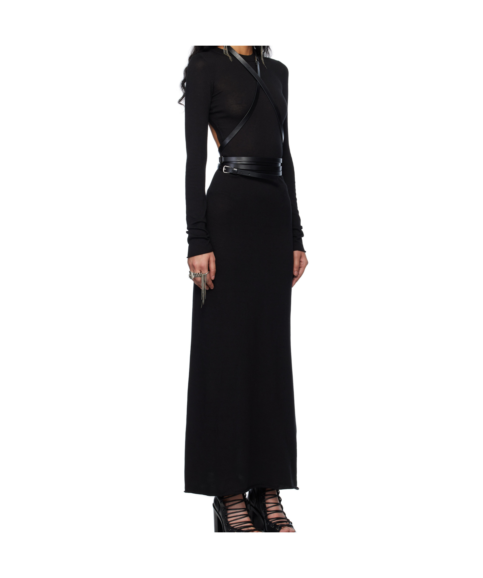 Ann Demeulemeester Long Sleeve Dress In Black