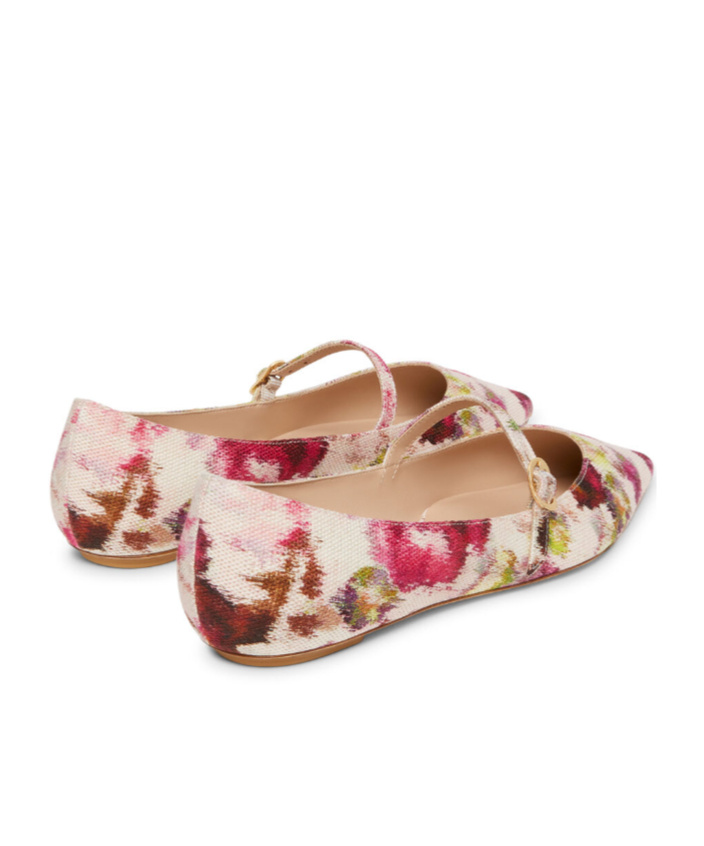 Stuart Weitzman Emilia Abstract Mary Jane Ballerina Flats In Nude