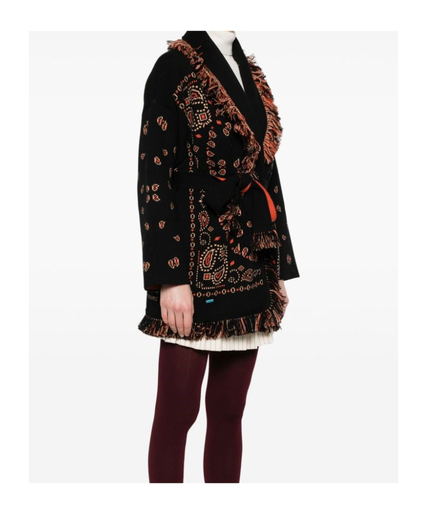 Alanui Intricately Patterned Black Cashmere Sweater In Black