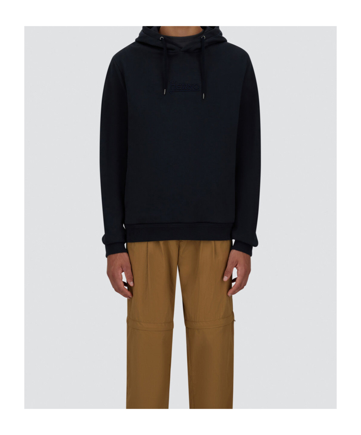 Herno Sweatshirt In Cotton Sweater And Nylon Ultralight In Blue Navy Blue