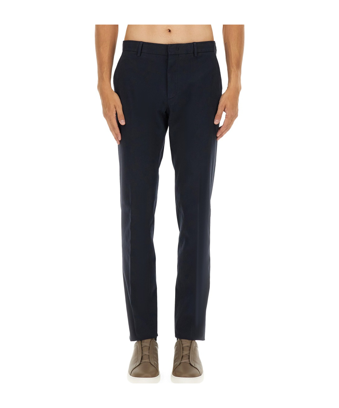 Zegna Tailored Trousers With Side And Back Pockets In Blue