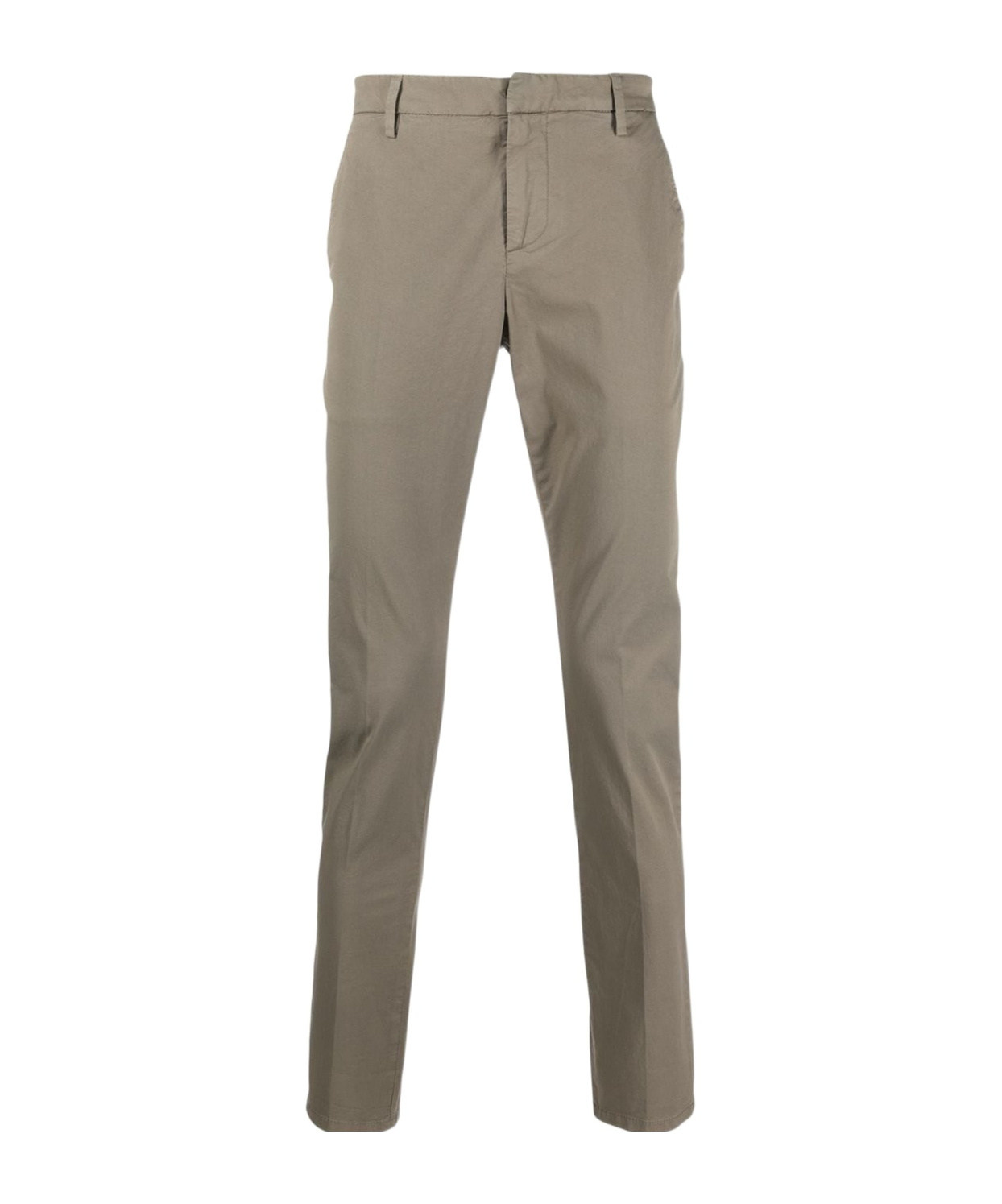 Dondup Mid-rise Straight Leg Trousers In Gray