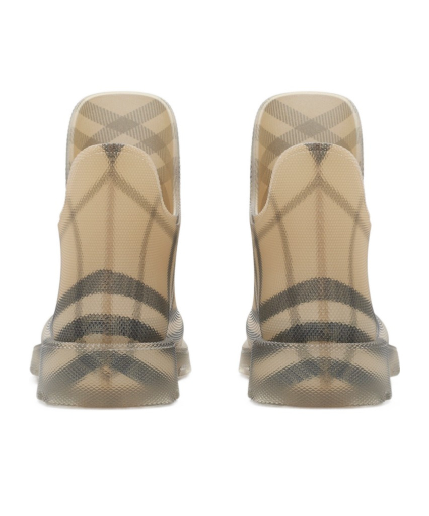 Burberry Beige Printed Rubber Ankle Boots In Nude
