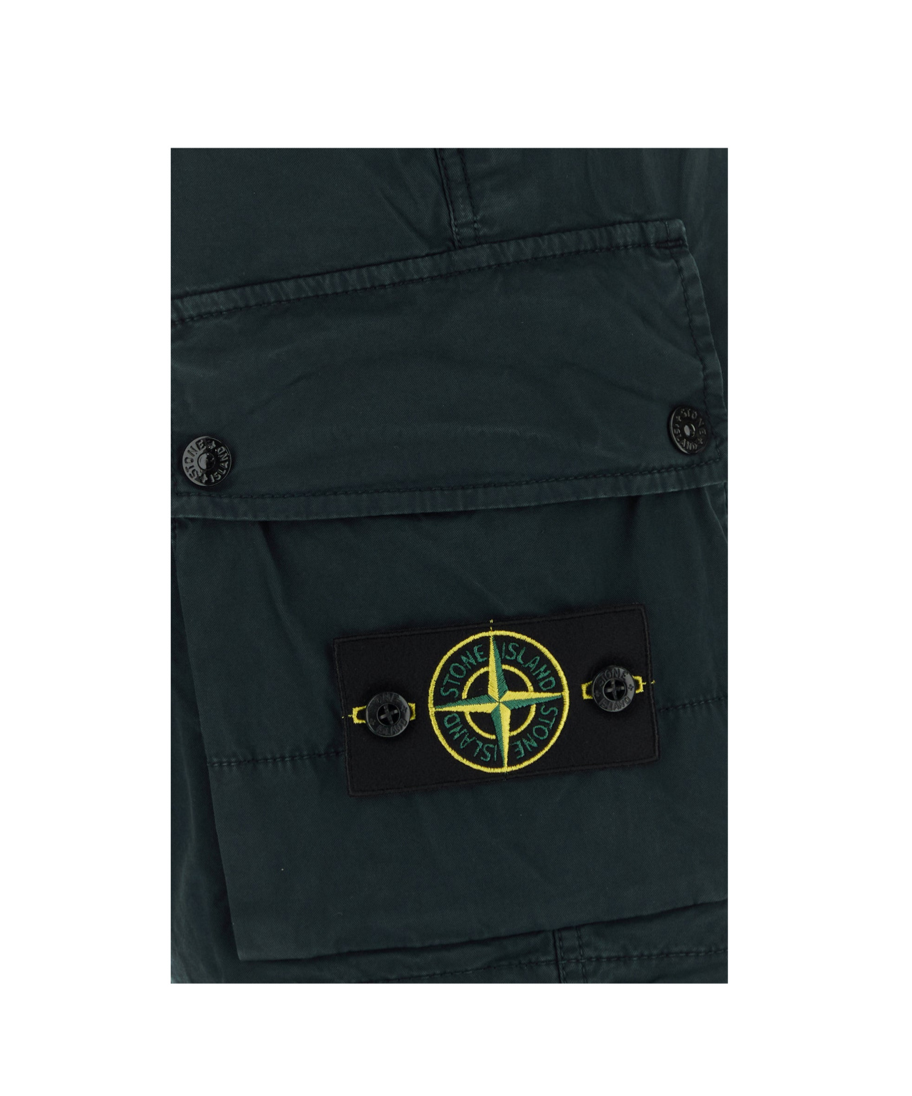 Stone Island Cotton Bermuda Shorts Featuring Cargo Pockets In Black