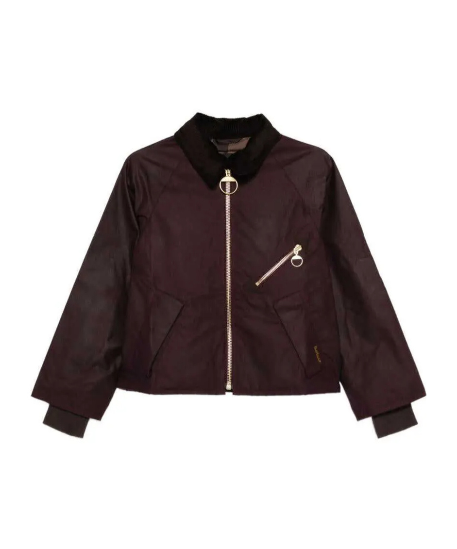 Barbour Shade Of Purple Jacket With A Ribbed Collar In Burgundy
