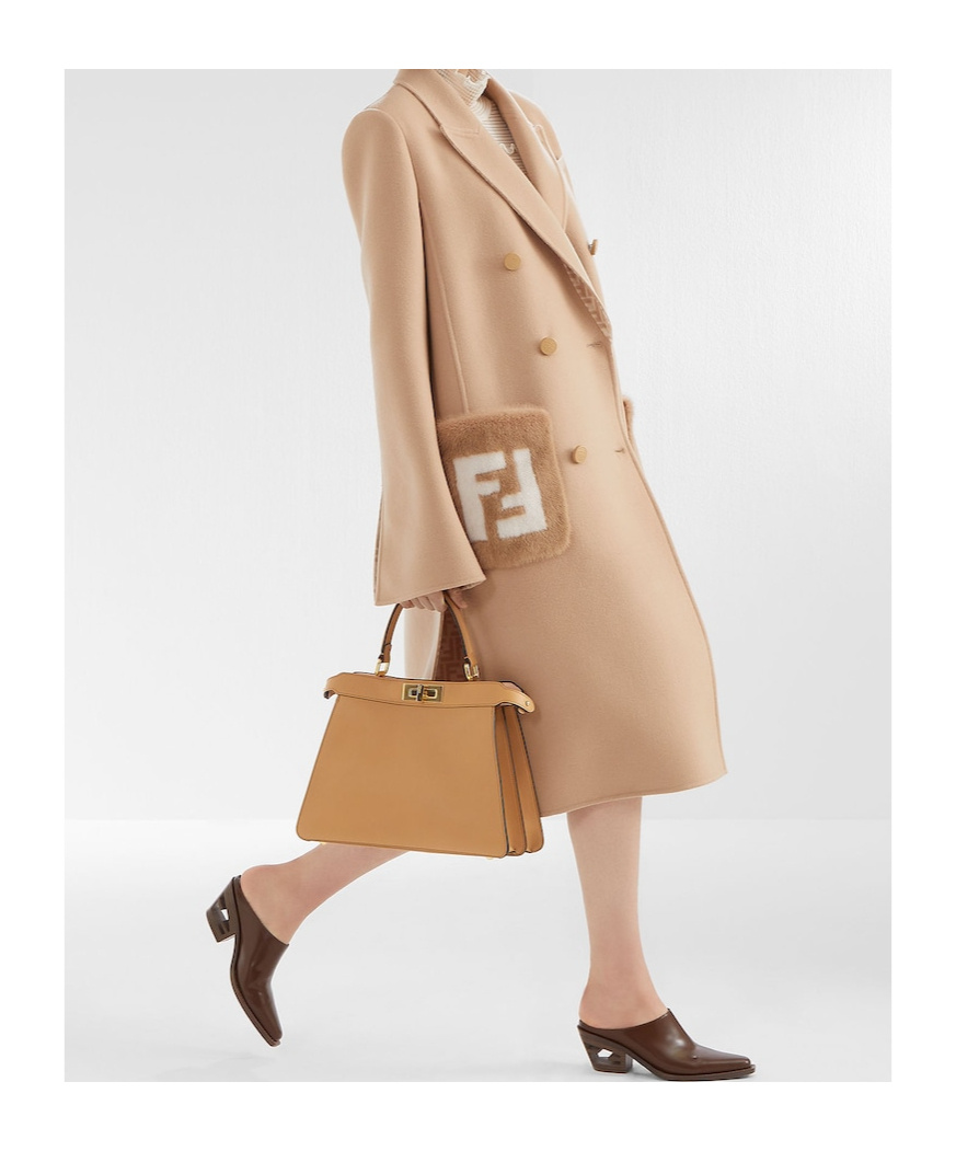 Fendi Double-breasted Long Coat In Beige | ModeSens