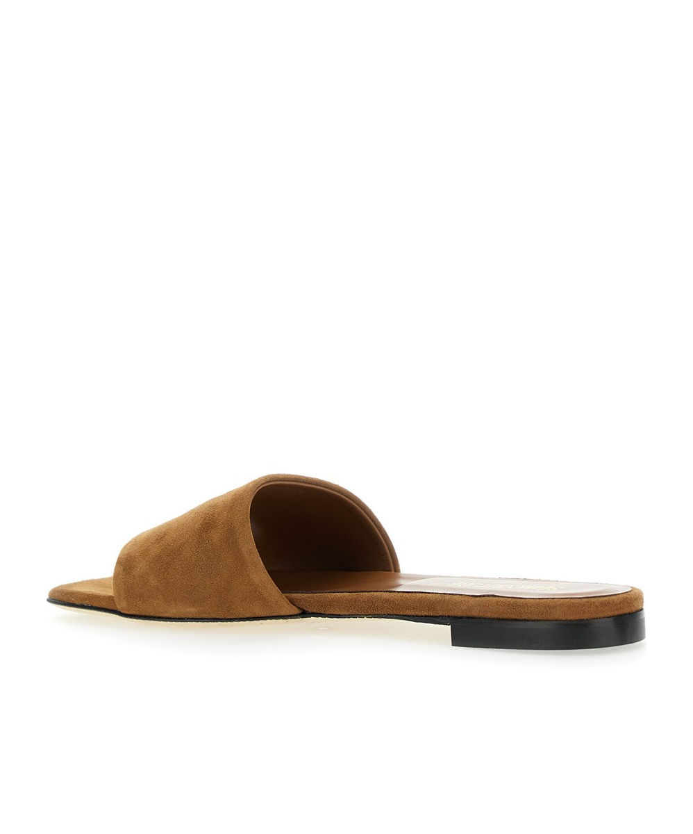 Semicouture Semi Couture Brown Slide Sandals In Suede Woman In Brown