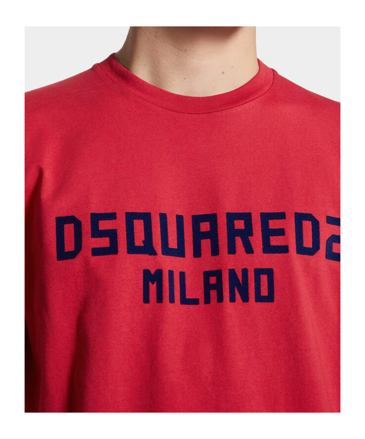 Dsquared2 Red Crewneck T-shirt With Logo Lettering On The Front