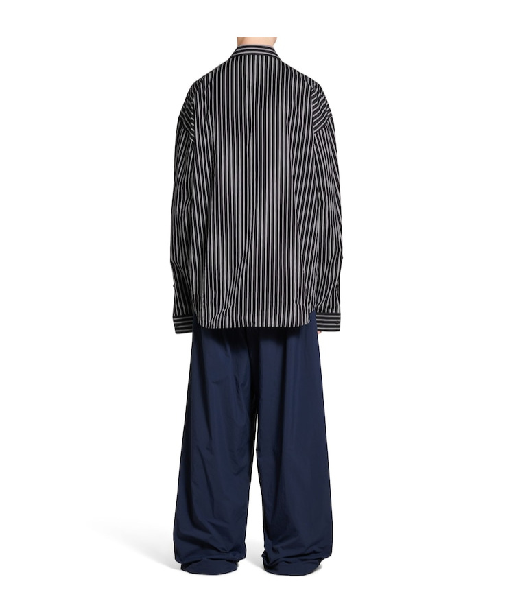 Balenciaga Oversized Striped Poplin Shirt For Men In Black