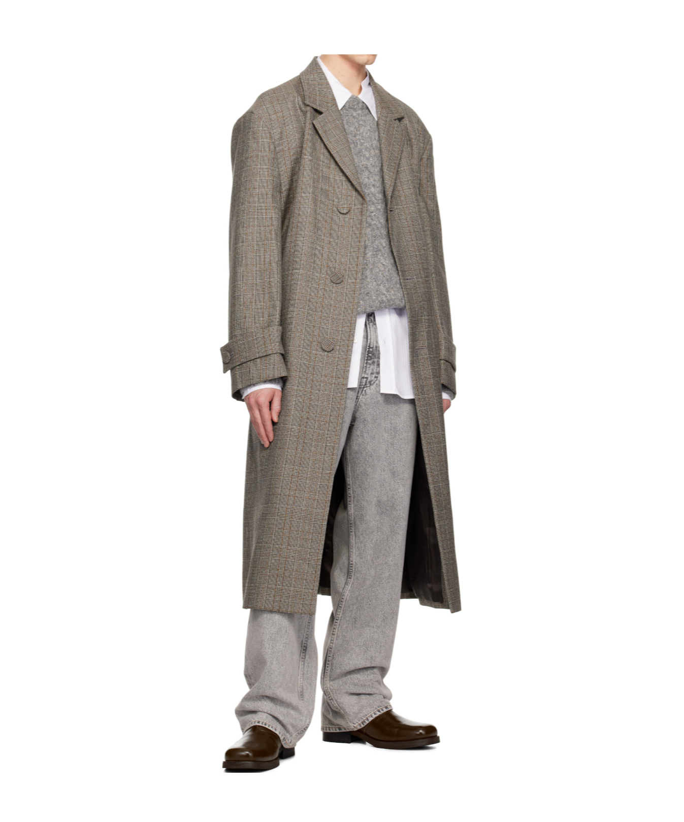 Wooyoungmi Lapel Long-sleeved Coat In Gray