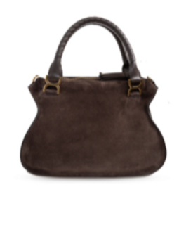 Chloé Dark Brown Suede Medium Marcie Handbag In Black
