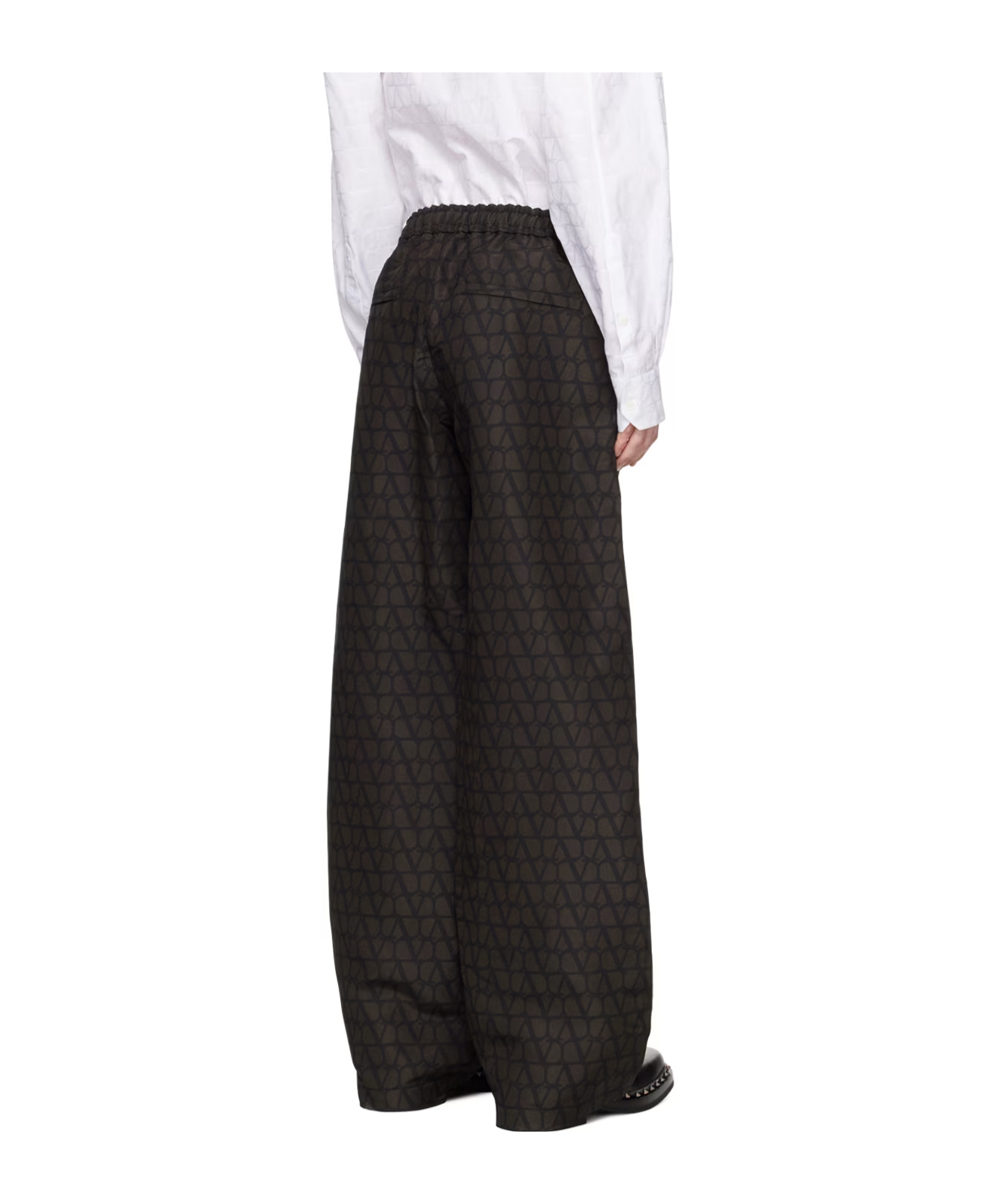 Valentino Elastic Waist Long Casual Pants In Black