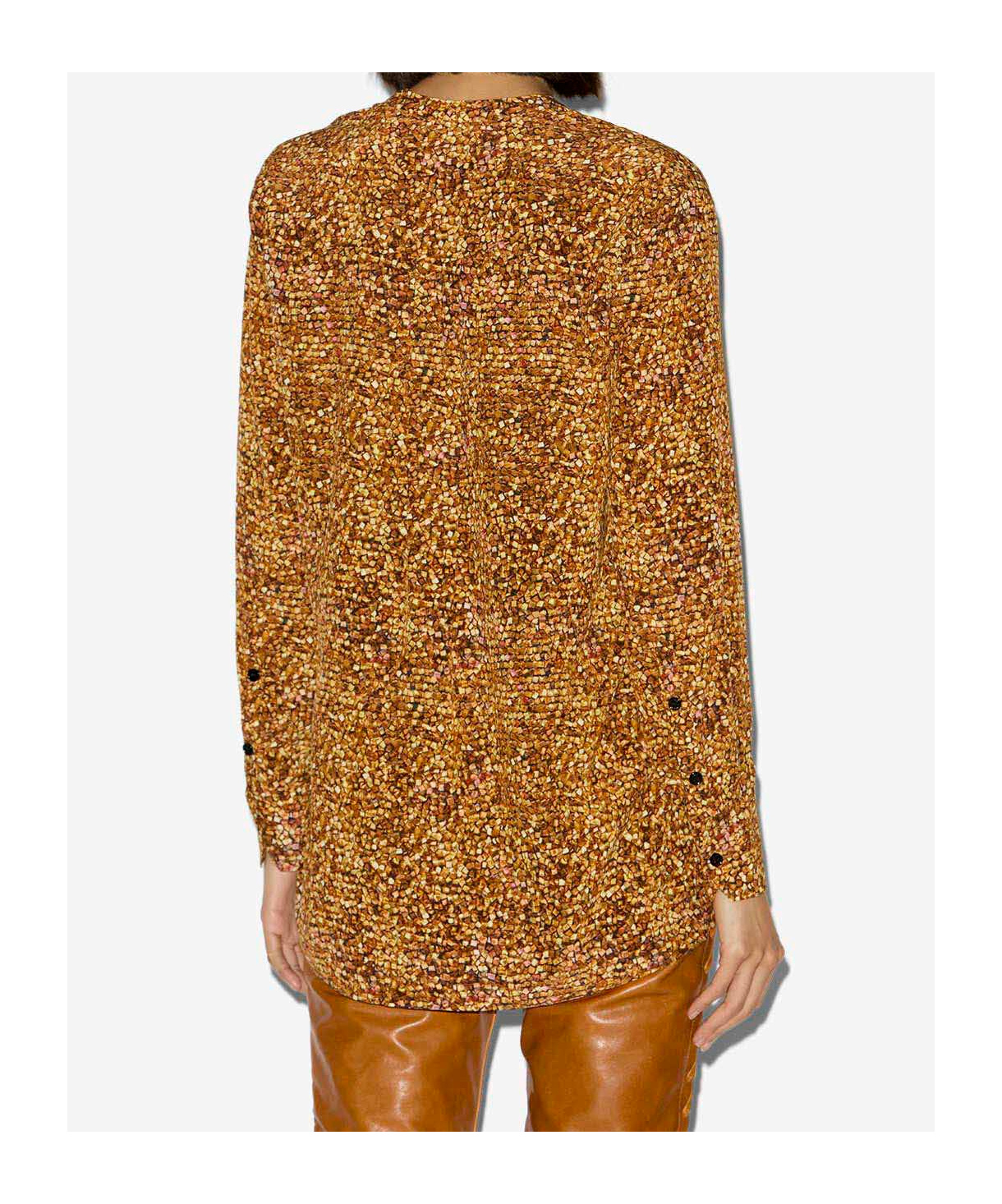 Isabel Marant Sima Printed Silk Blouse In Brown