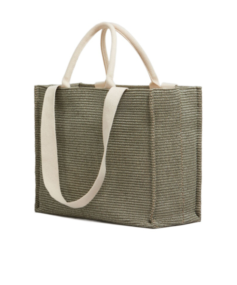Marni Shopping L Khaki Beige Handles White Logo In Green