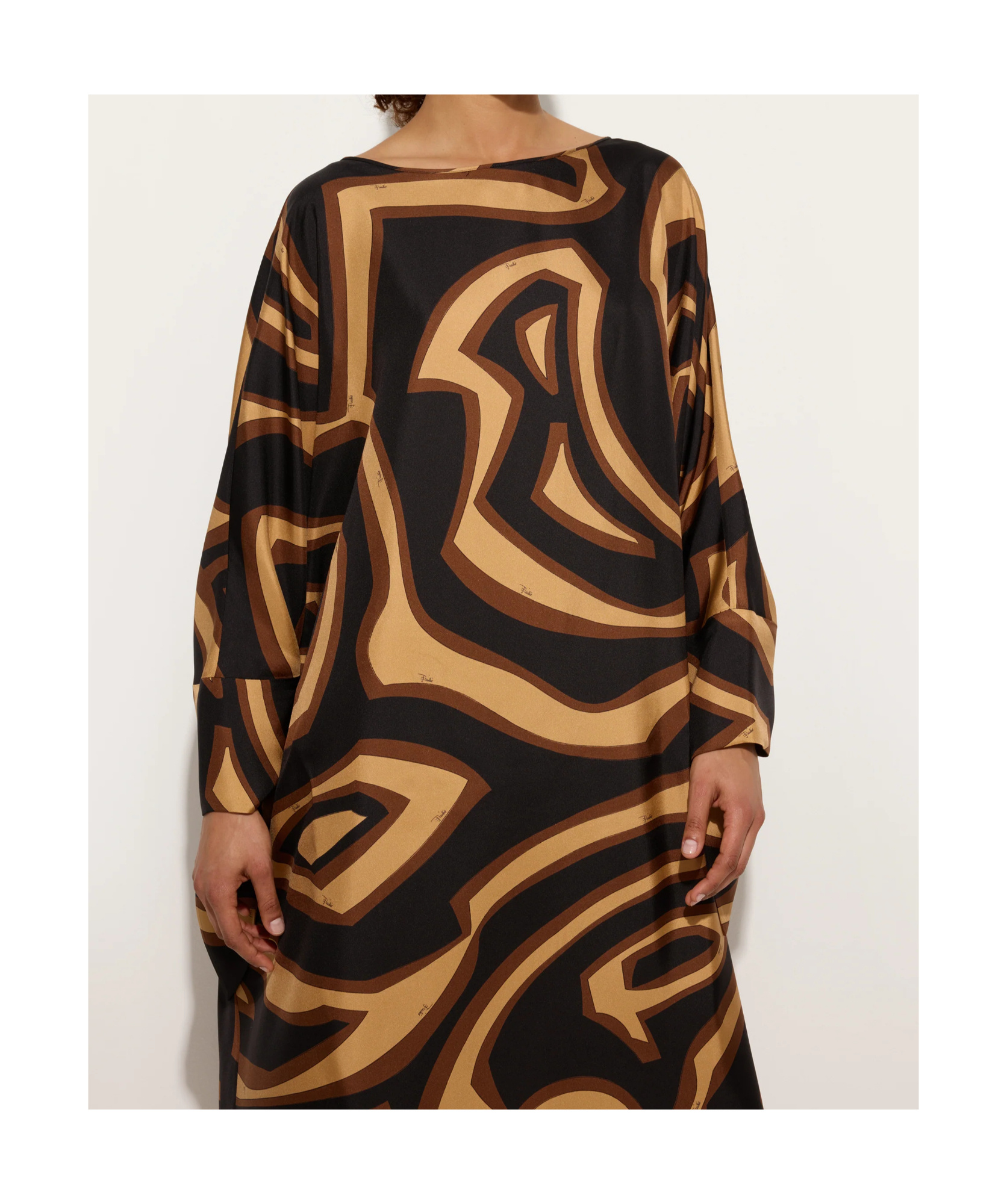Pucci Labirinto Silk Satin Kaftan In Brown