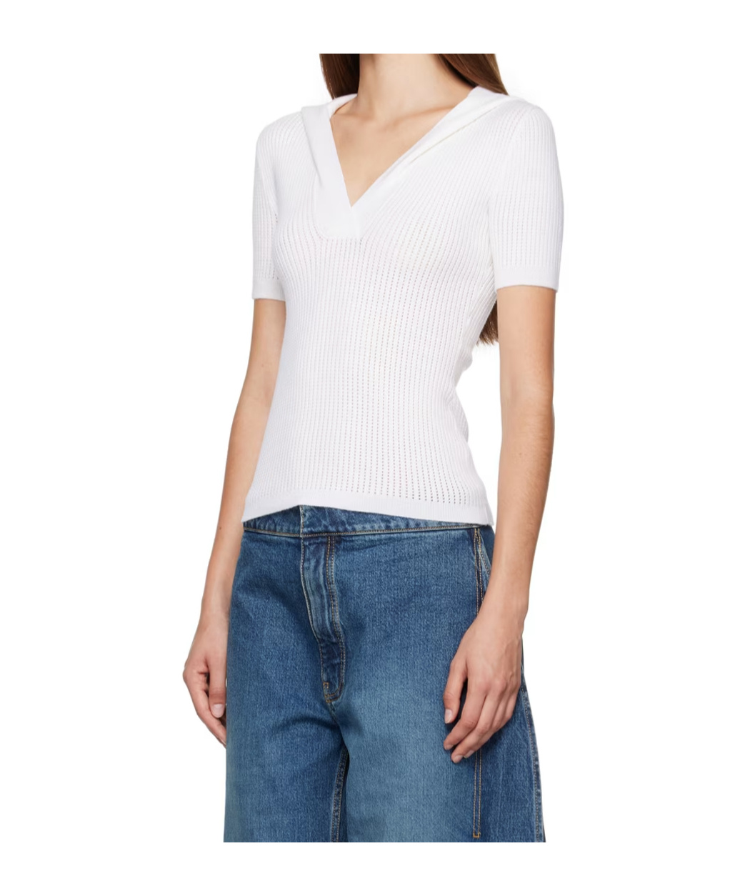 ALAÏA HOODED SHORT-SLEEVED SWEATER