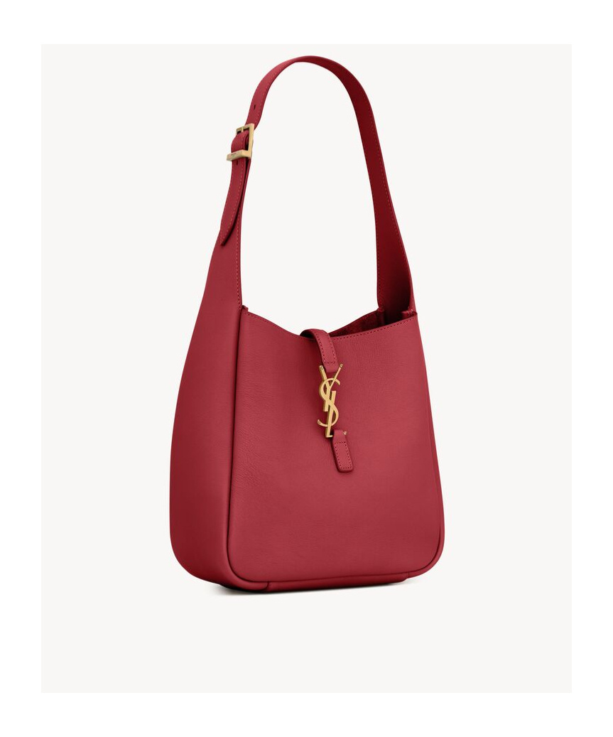 Saint Laurent Le 5 A 7 Ysl Small Hobo In Smooth Supple Leather In Red