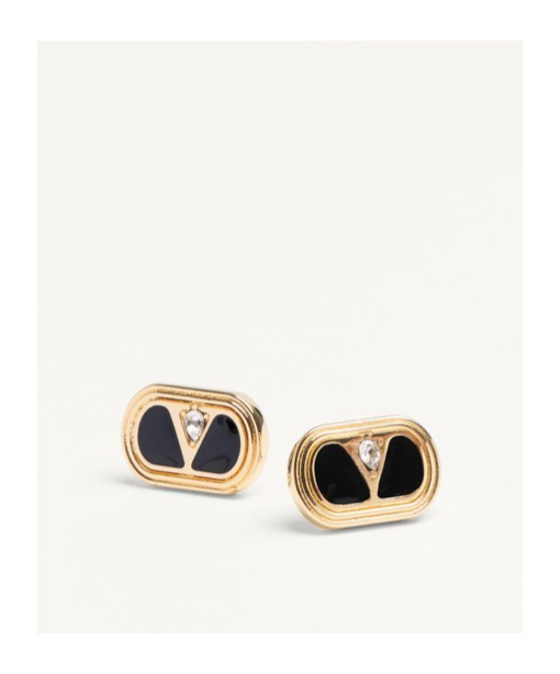 Valentino Ovalette Vlogo Enamelled Stud Earrings In Yellow