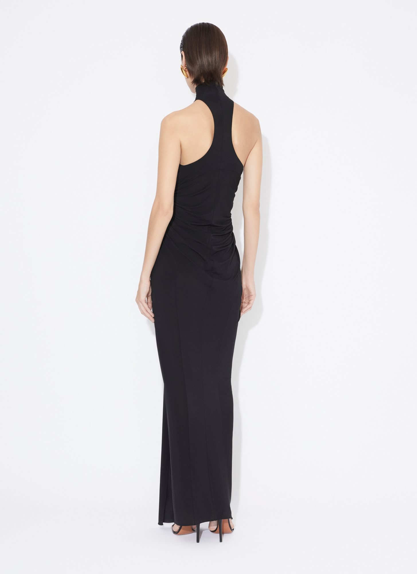 Alaïa Halterneck Draped Gown In Black