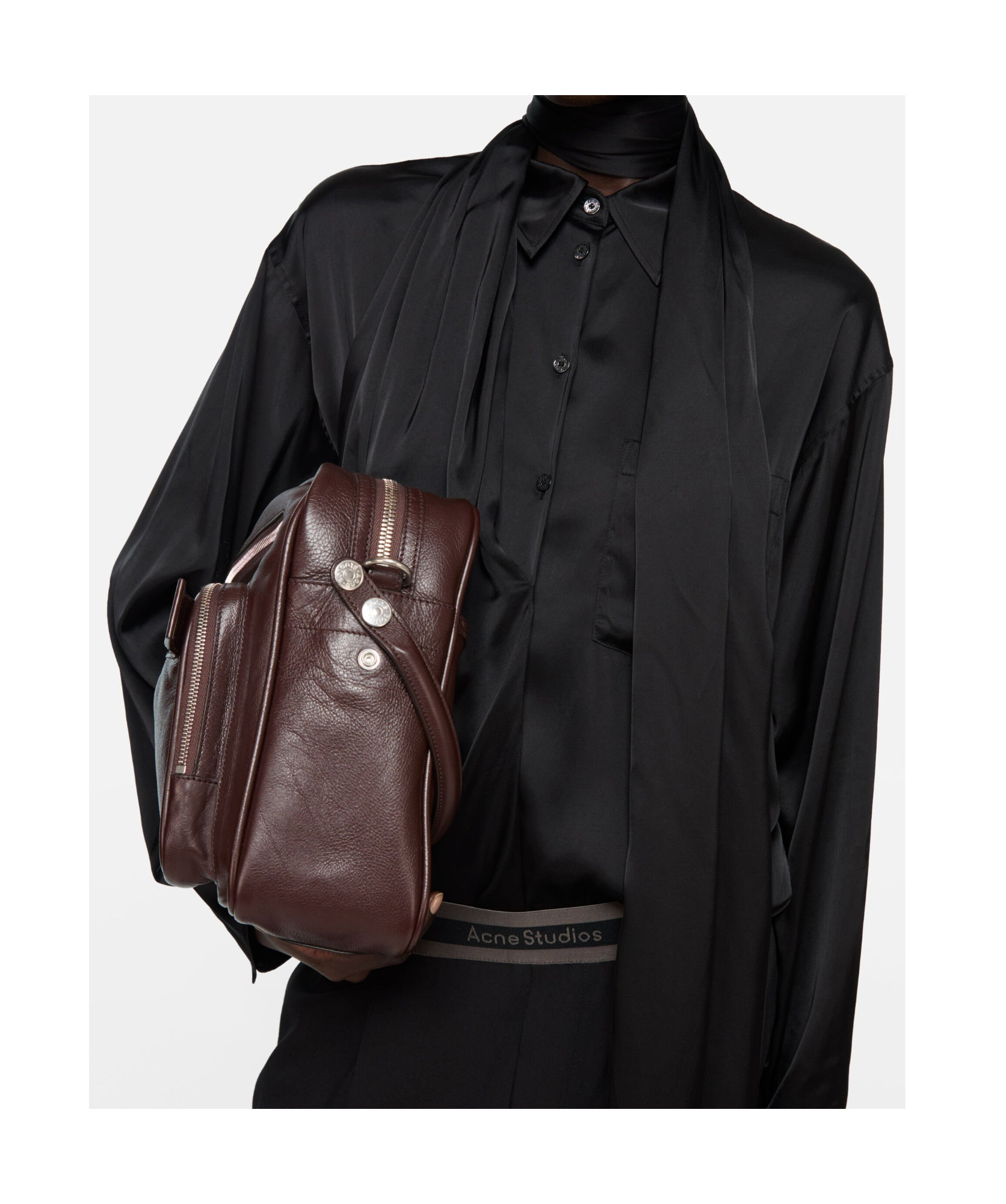 Acne Studios Layered Satin Blouse In Black