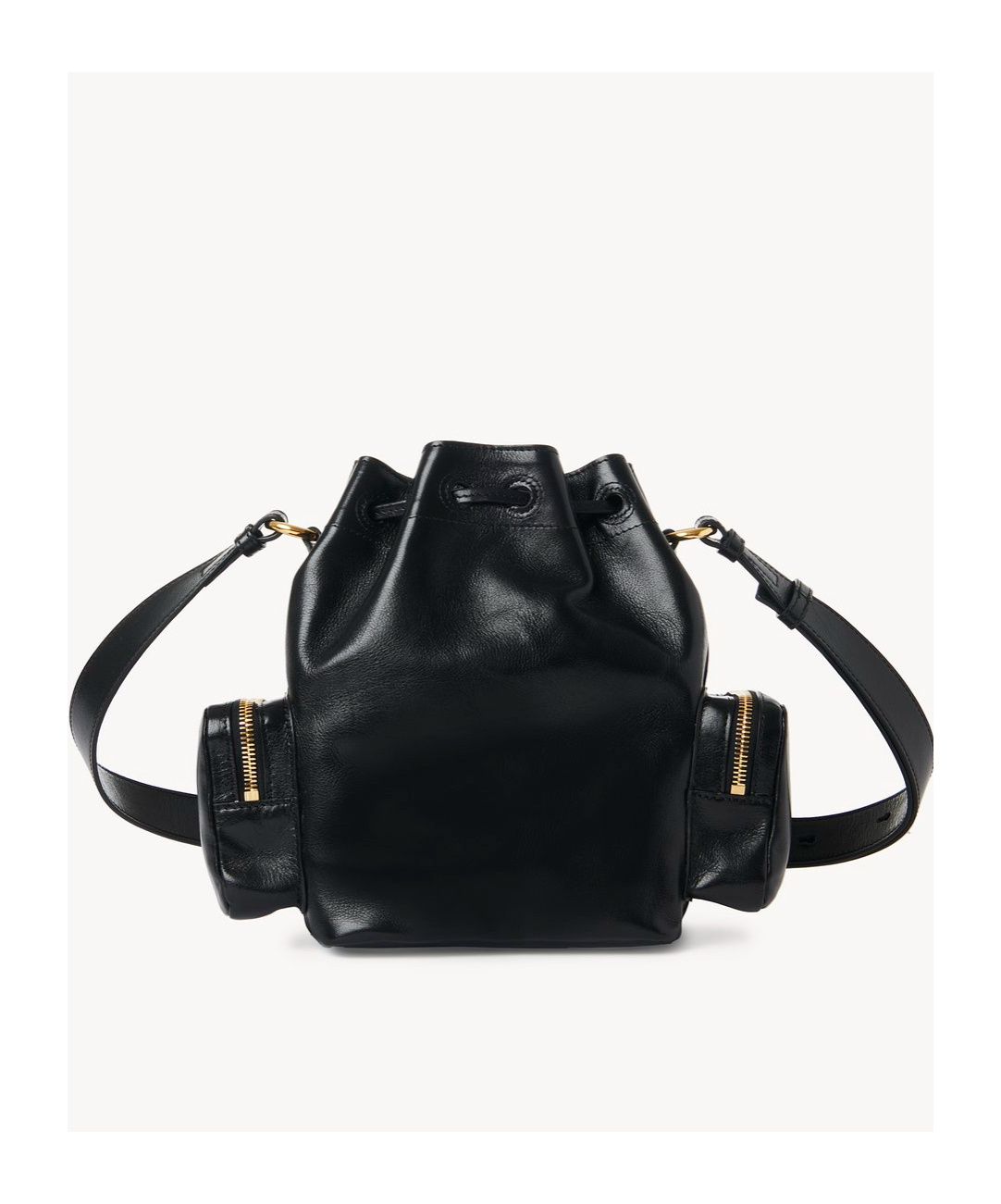 Chloé Camera Bucket Crossbody Bag In Shiny Calfskin In Black