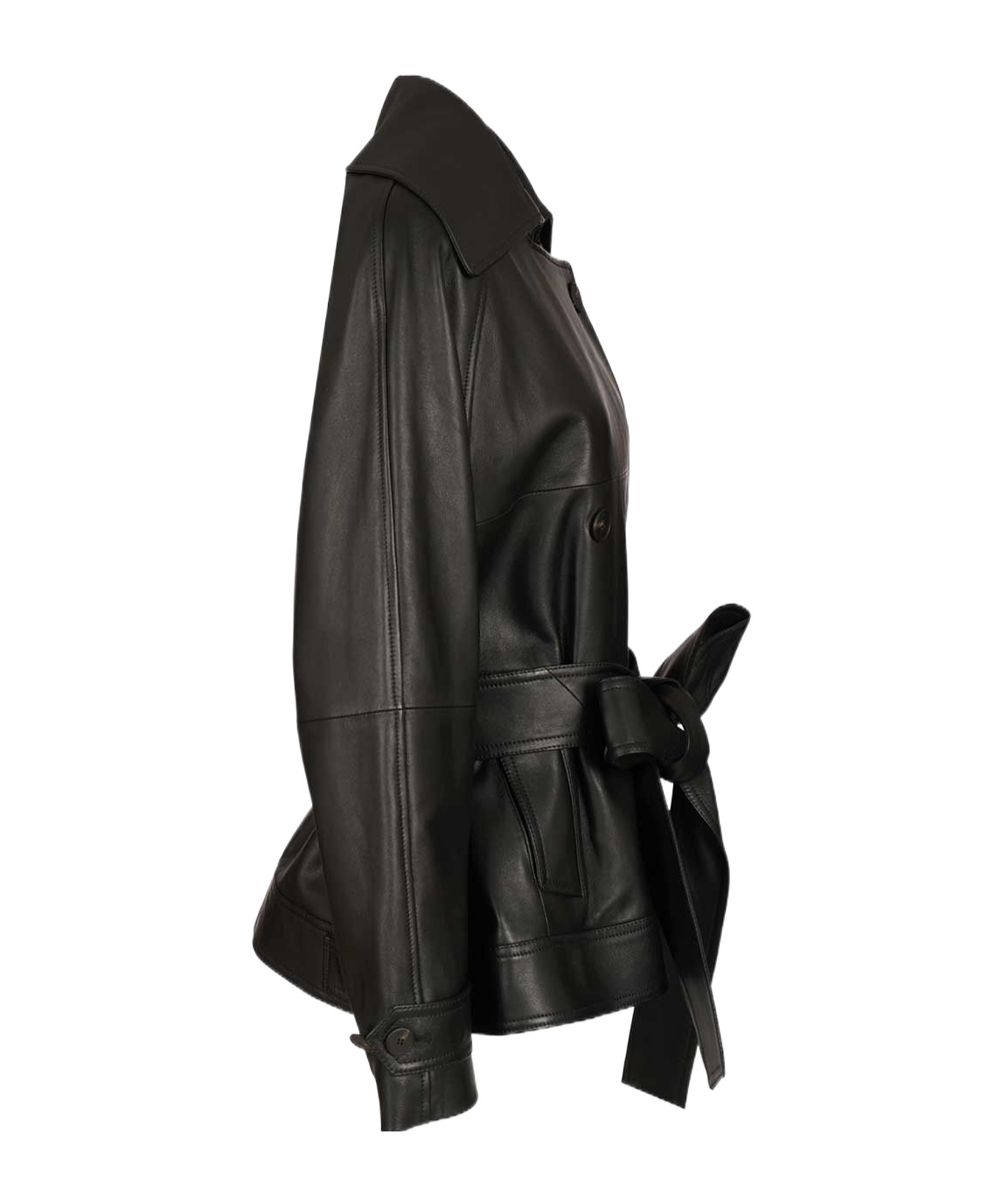 Raquel Diniz Long-sleeved Leather Jacket In Black