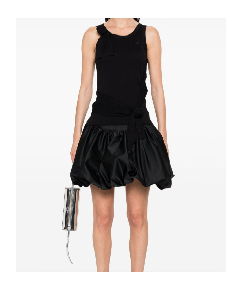 Coperni Black Cotton Top With Front Detail In Black