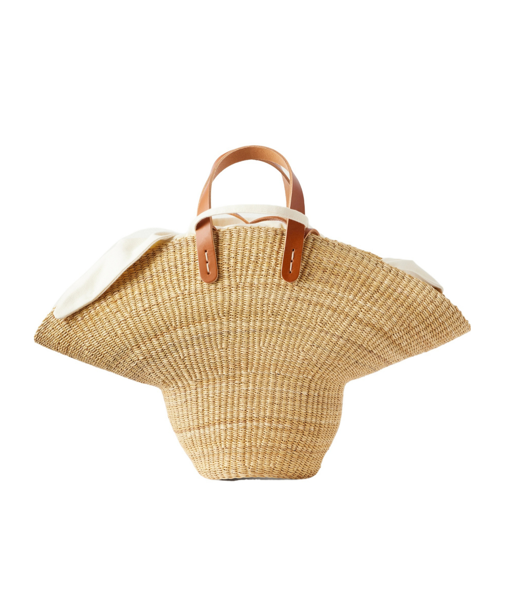 Muun Signora Leather-trimmed Raffia Tote In No