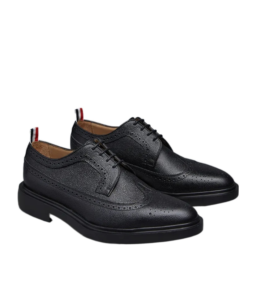 Thom Browne Pebbled Longwing Brogues In Black
