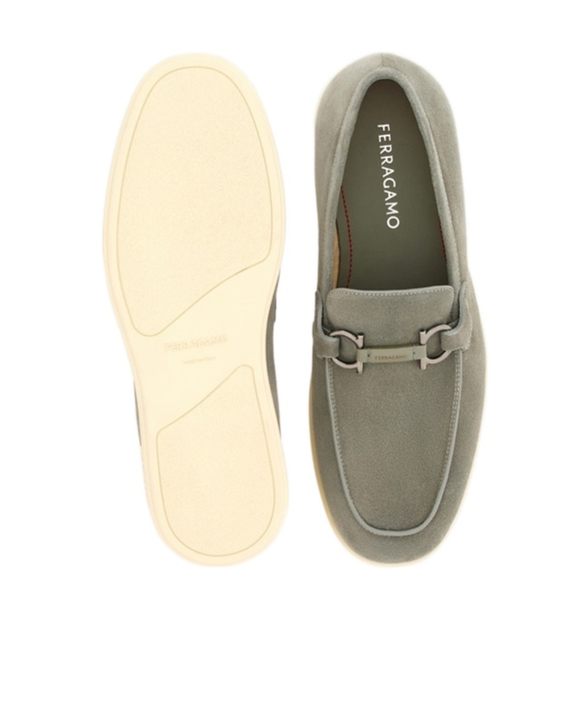 Ferragamo Casual Loafer With Gancini Ornament In Gray