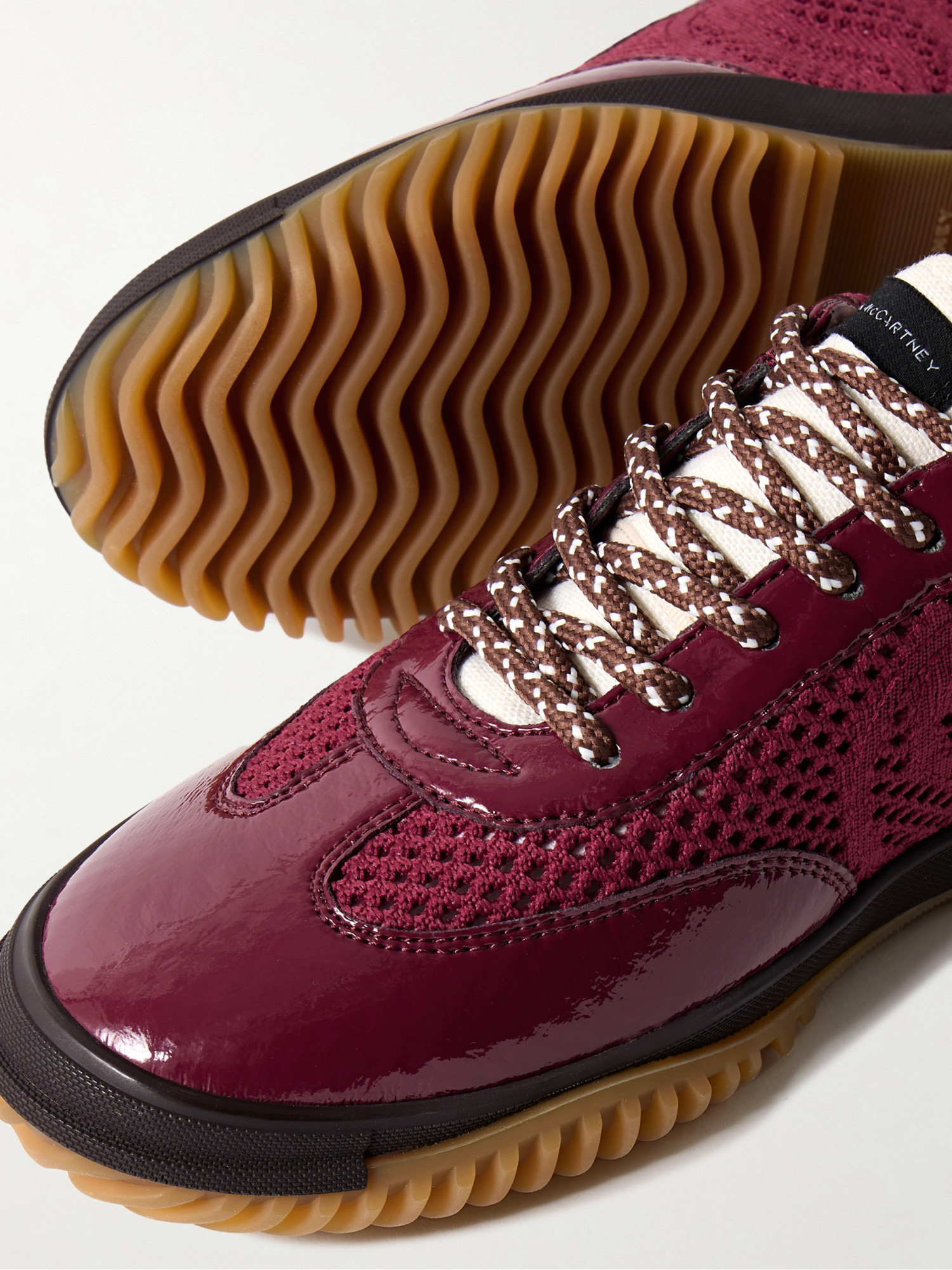 Stella Mccartney Burgundy S-wave Sport Mesh Paneled Sneakers In Brown