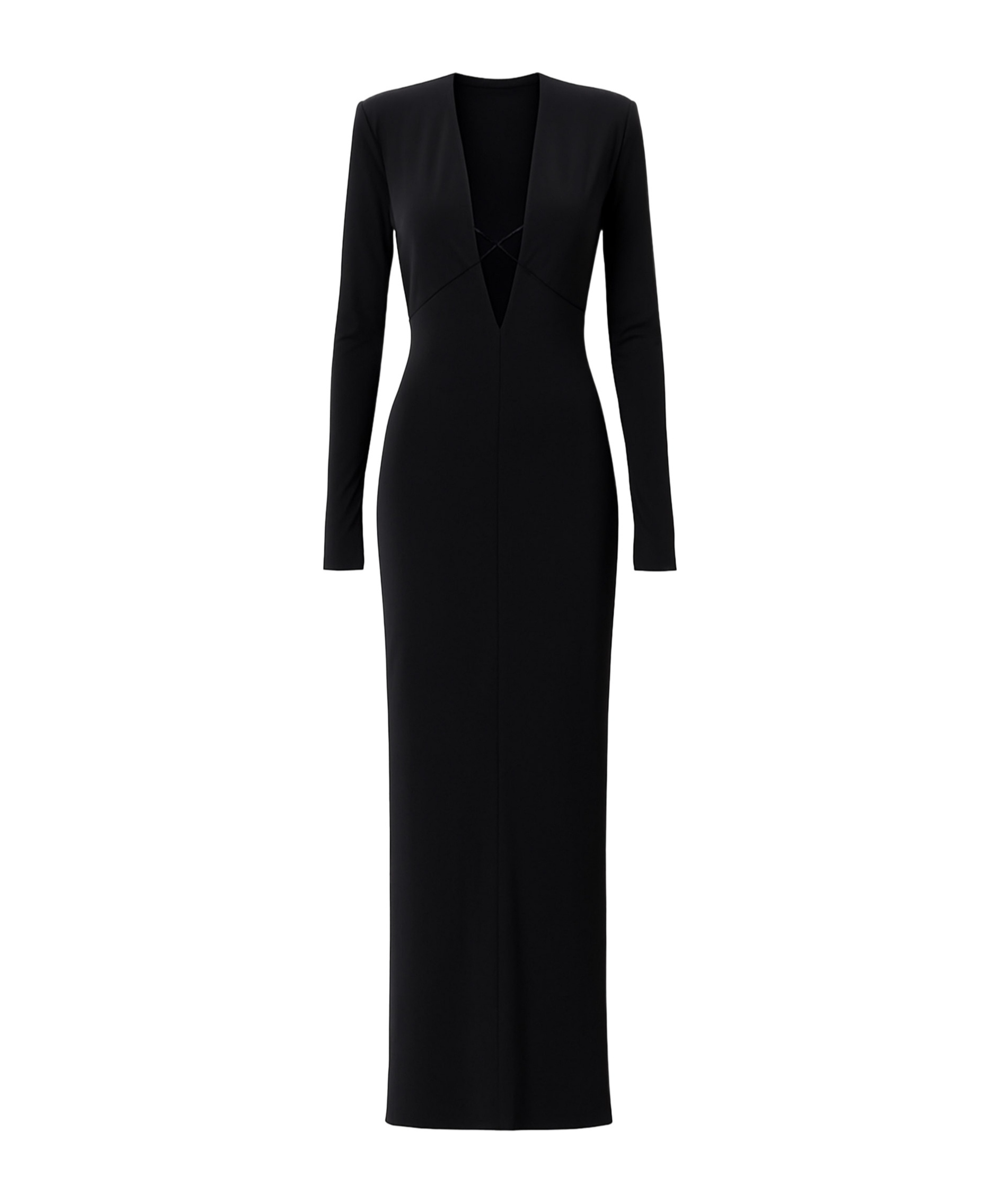 Amazuìn Lara Plunge Long-sleeve Dress In Black