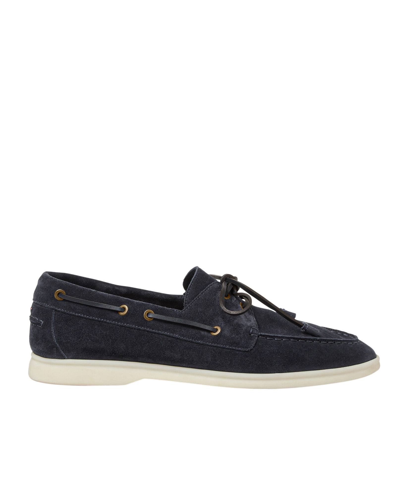 Loro Piana Suede Loafers With Rubber Sole And Metal Eyelets In Blue