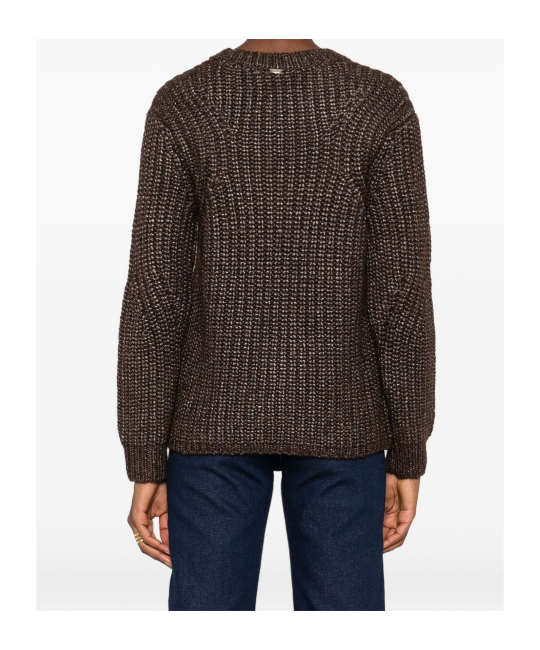 Herno Metallic Ribbed Knit Sweater In Brown