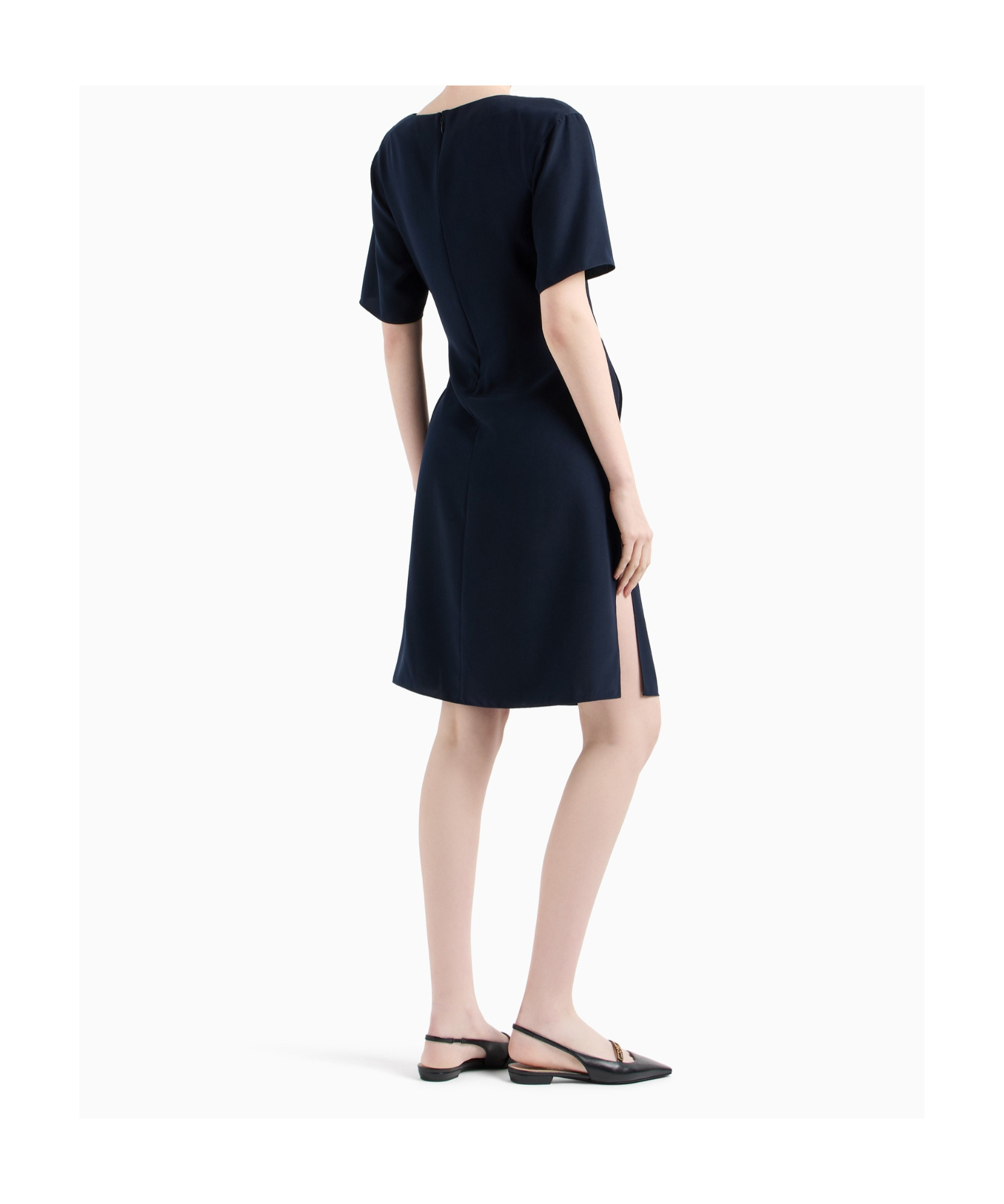 Emporio Armani Round Neck Dress In Black