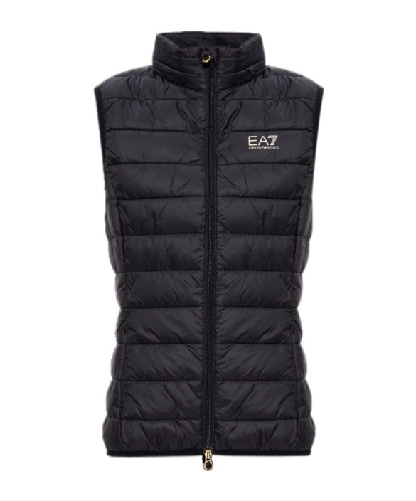 Ea7 Emporio Armani Logo Printed Zip-up Gilet In Black