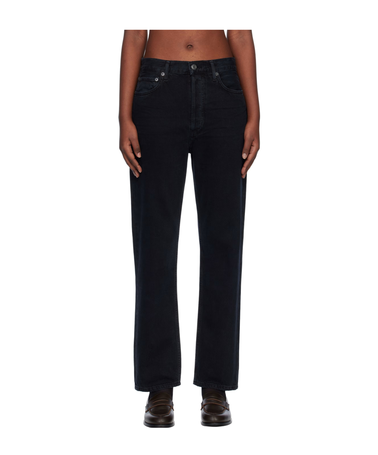 Agolde High Waist Straight Jeans In Black