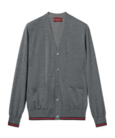 Gucci V-neck Knitted Cardigan In Gray