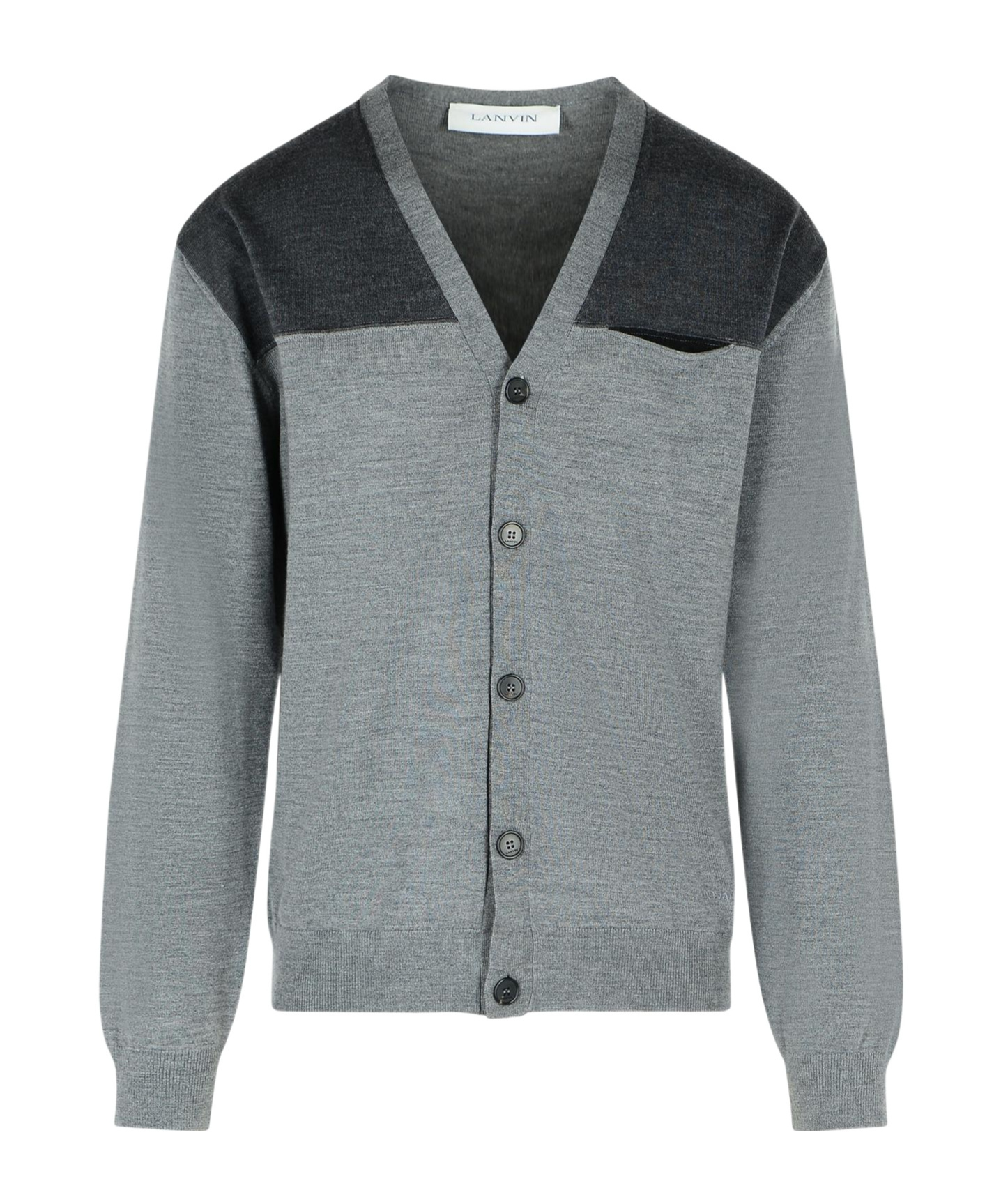 Lanvin V-neck Wool Cardigan Long Sleeves In Gray