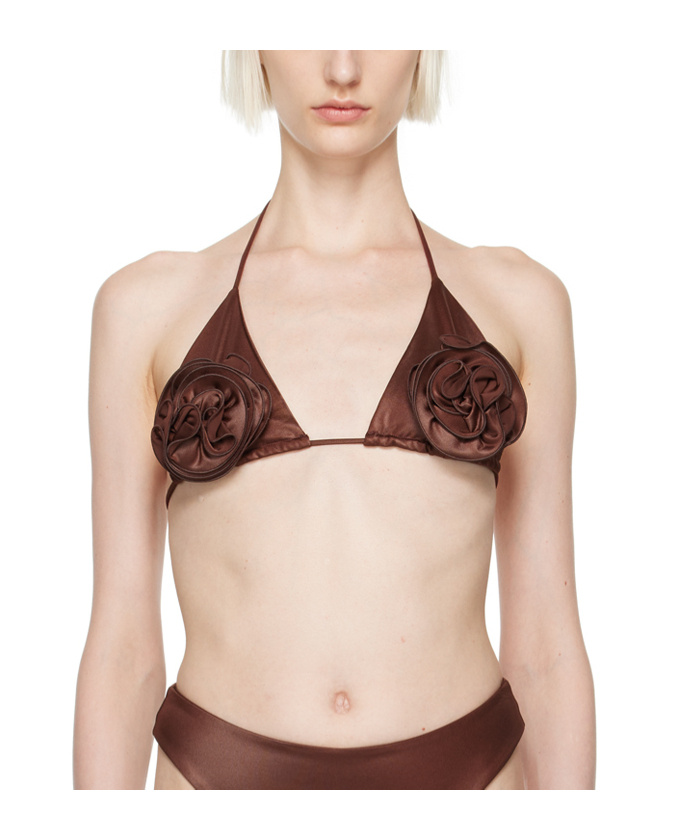 Magda Butrym Rose Triangle Bikini Top In Nude