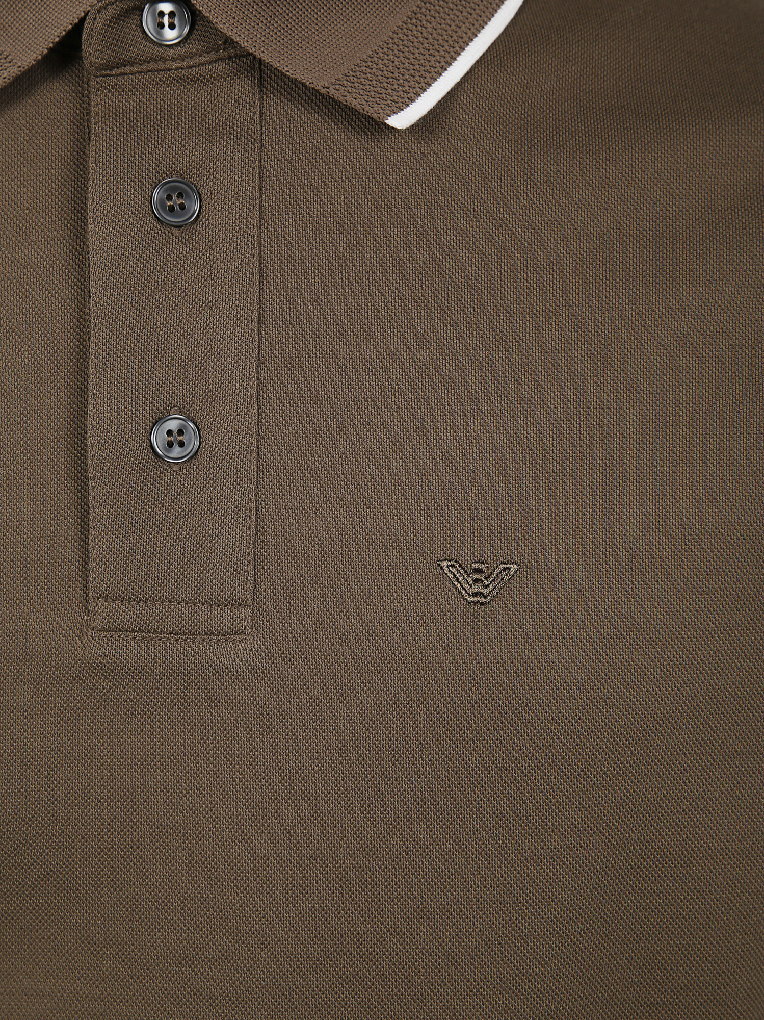 Emporio Armani Collared Shirt With Short Sleeves In Brown
