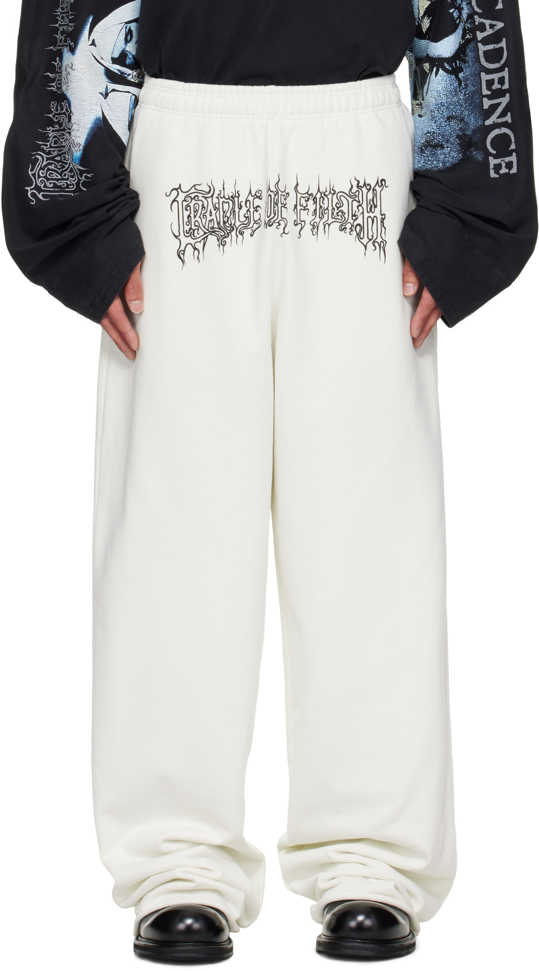 Vetements Off-white Cradle Of Filth Logo Sweatpants In White