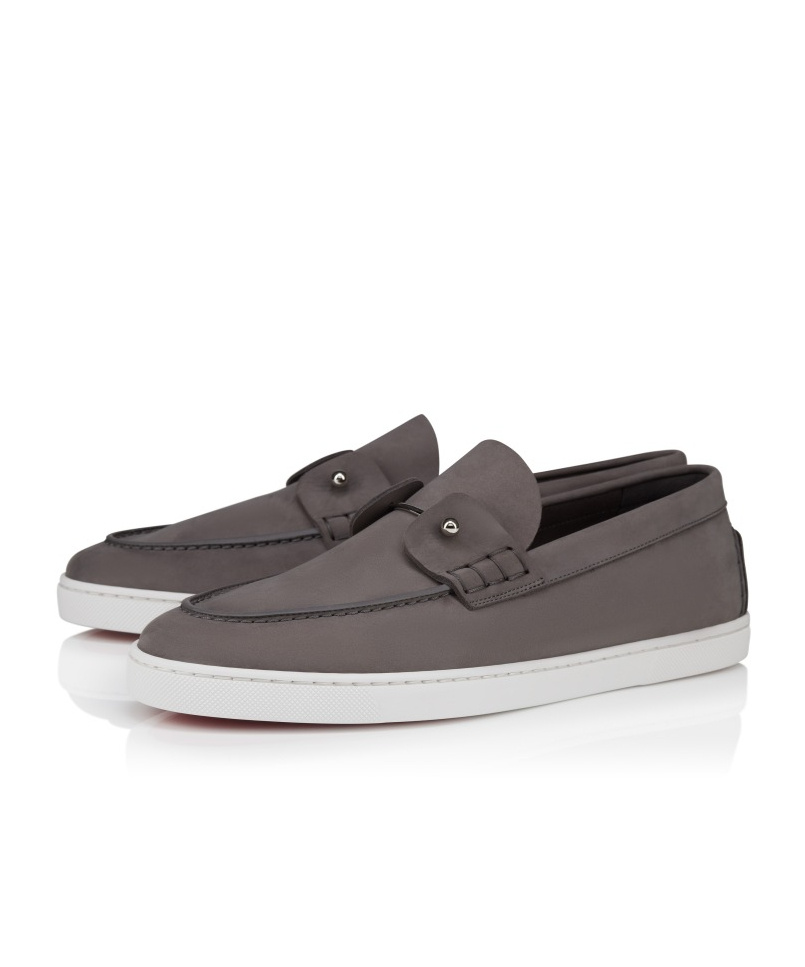 Christian Louboutin Chambeliboat Leather Boat Shoes In Gray