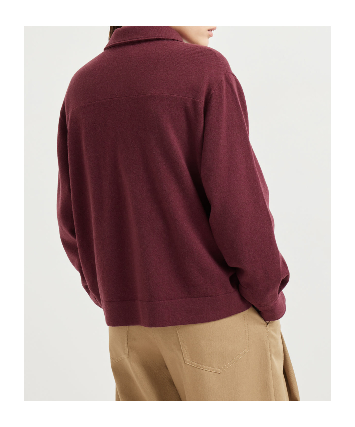 Brunello Cucinelli Lapel Long Sleeve Casual Jacket In Burgundy