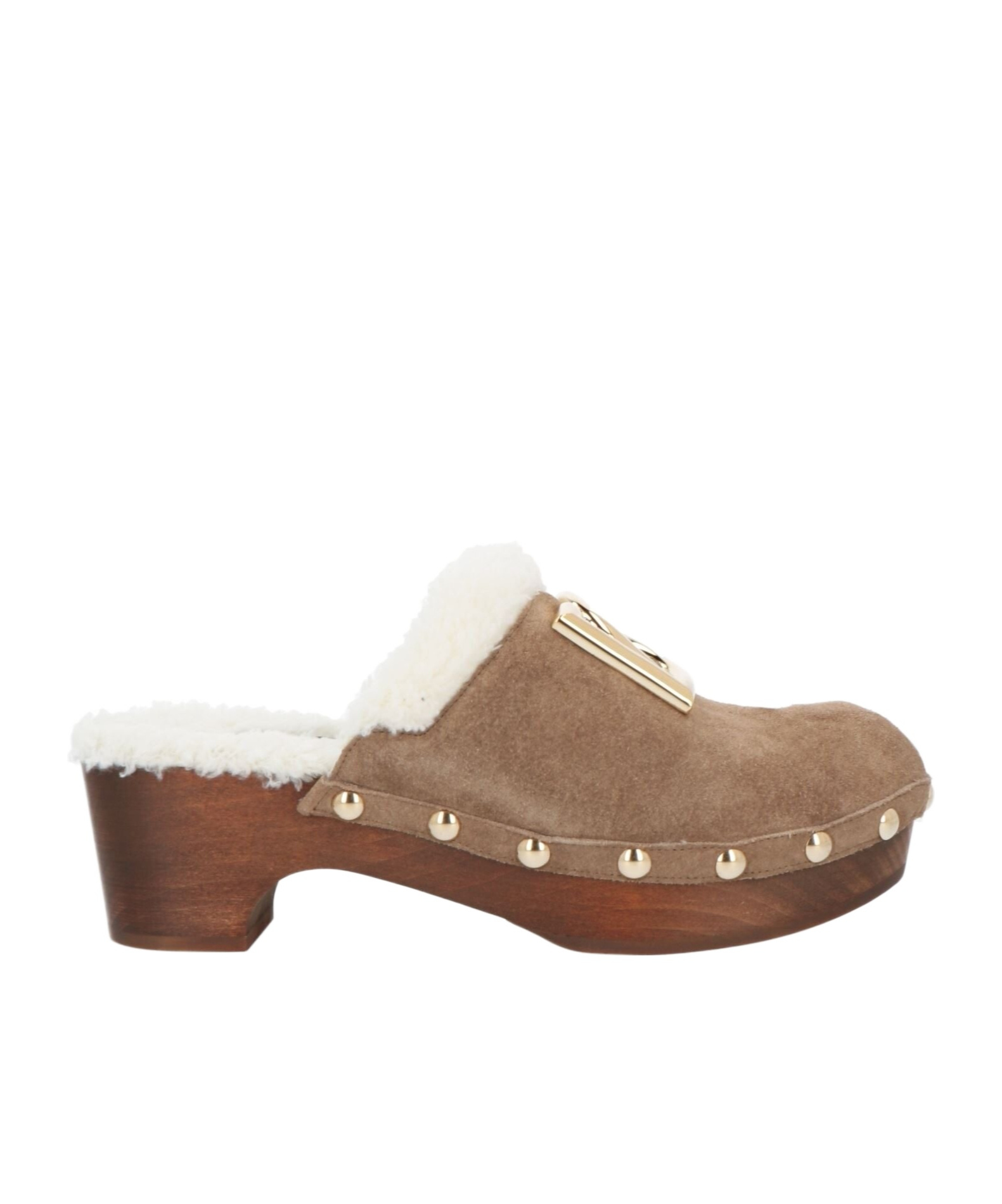 Dolce & Gabbana Two-tone Woolen Platform Slippers In Brown