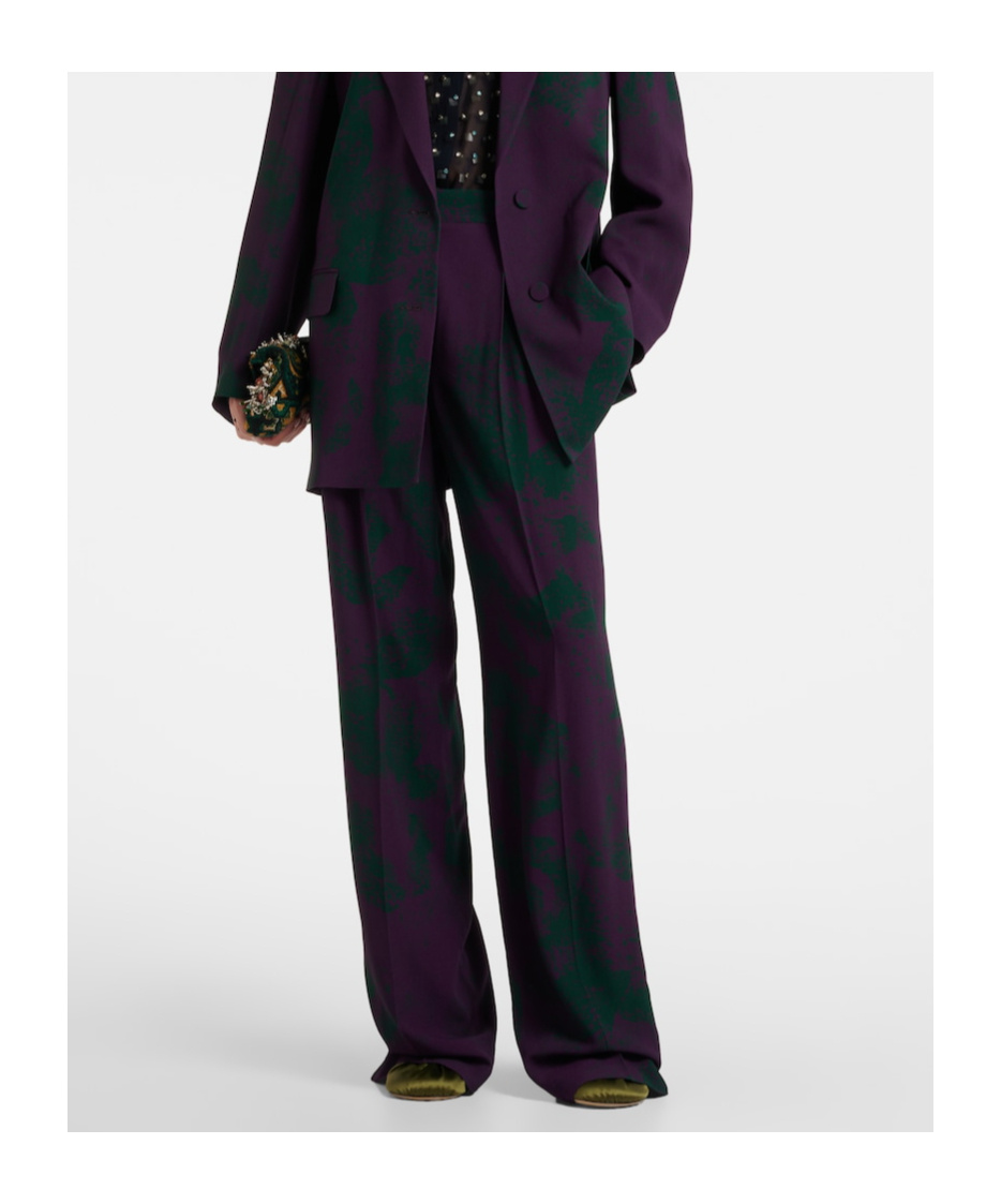 Dries Van Noten Printed Wide-leg Pants In Black