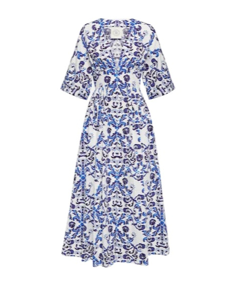 Emilia Wickstead Elowen Printed Cotton Maxi Dress In Blue