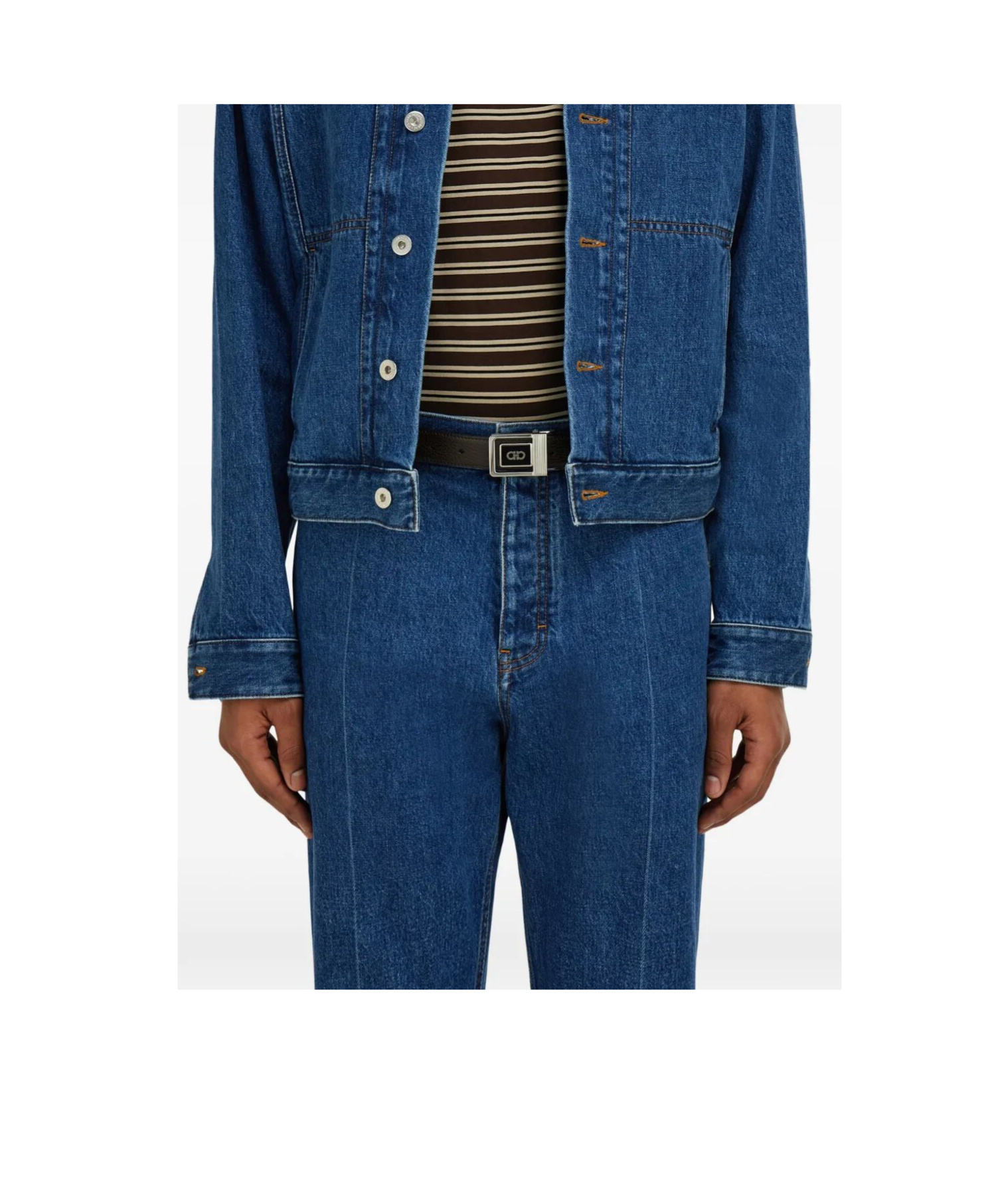 Ferragamo Reversible Leather Belt Square Buckle In Brown