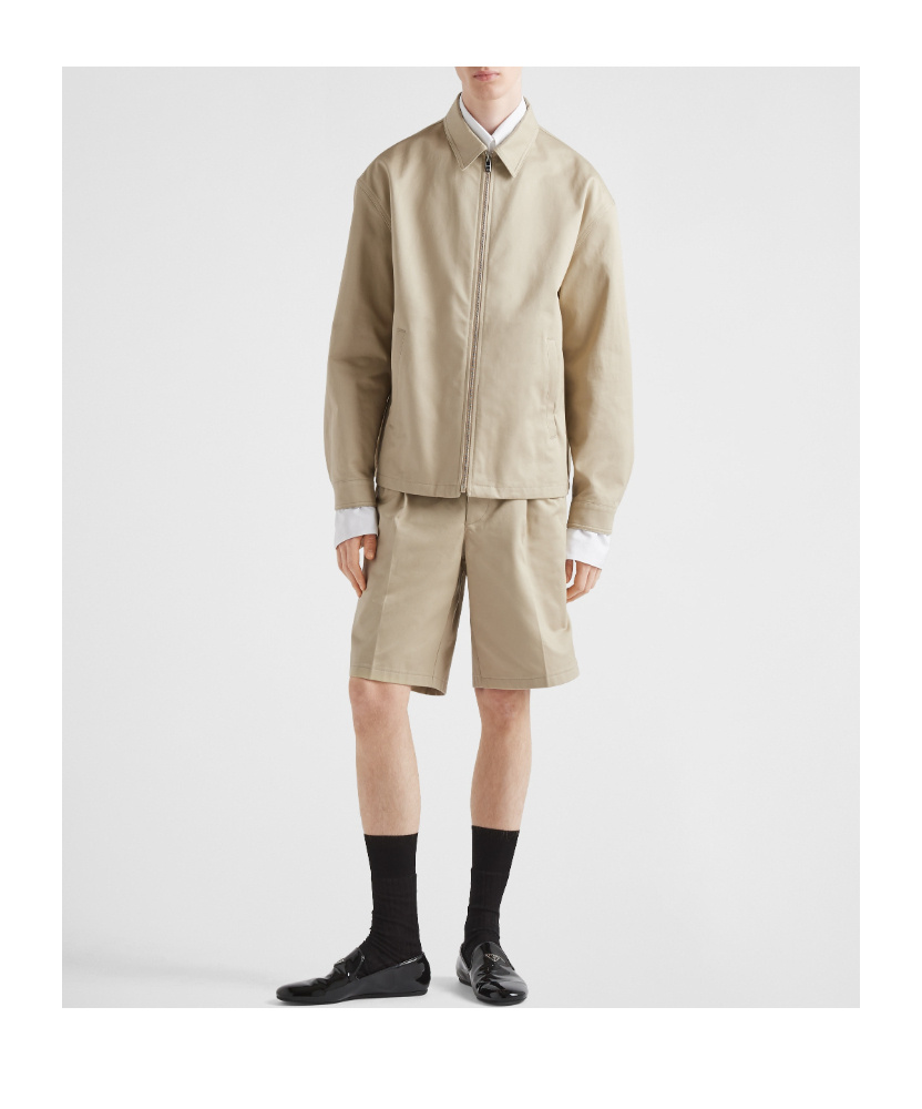 Prada Mens Neutral Bermuda Brand-plaque Cotton Shorts In Brown