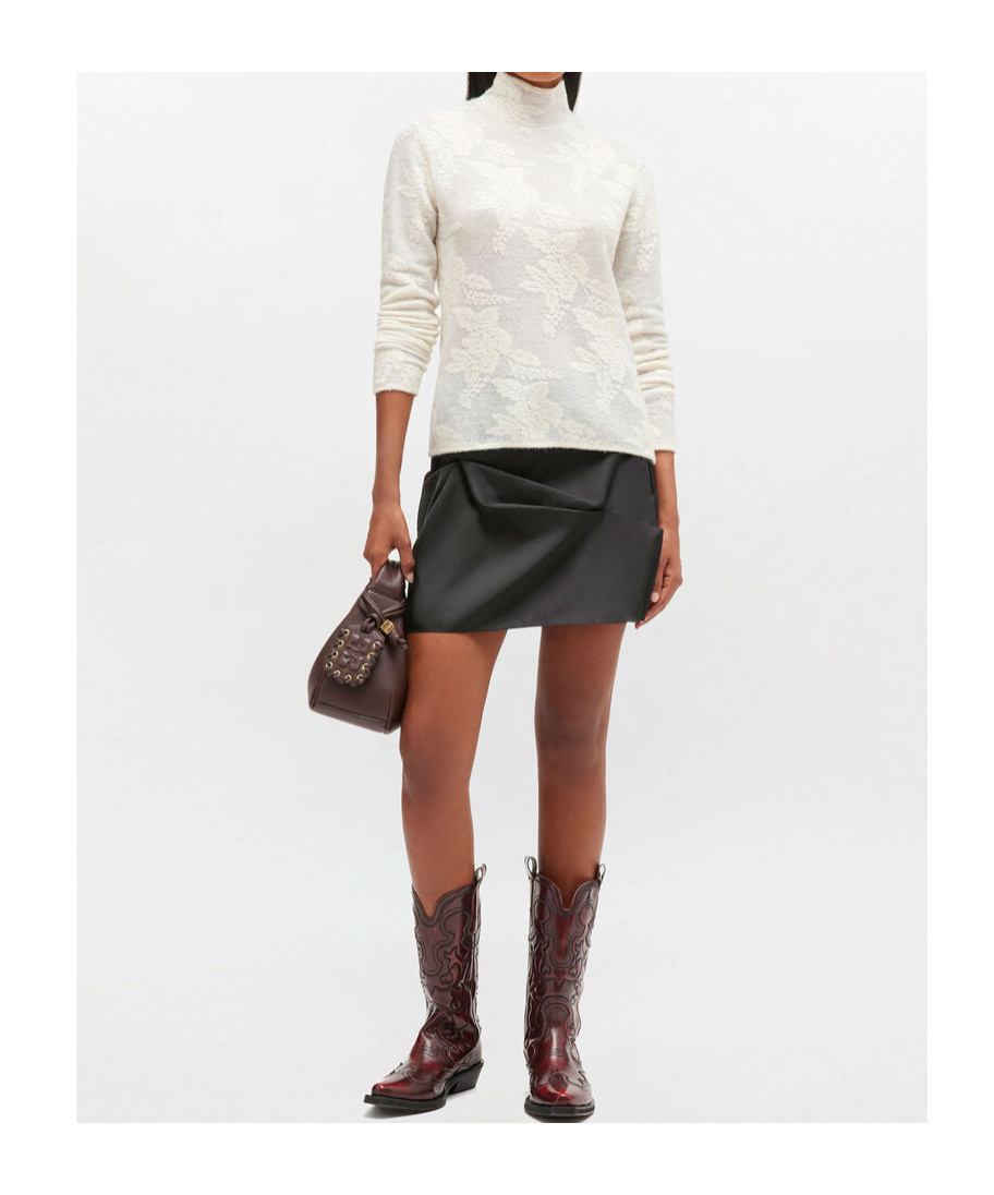Ganni Ivory Sheer Turleneck In White